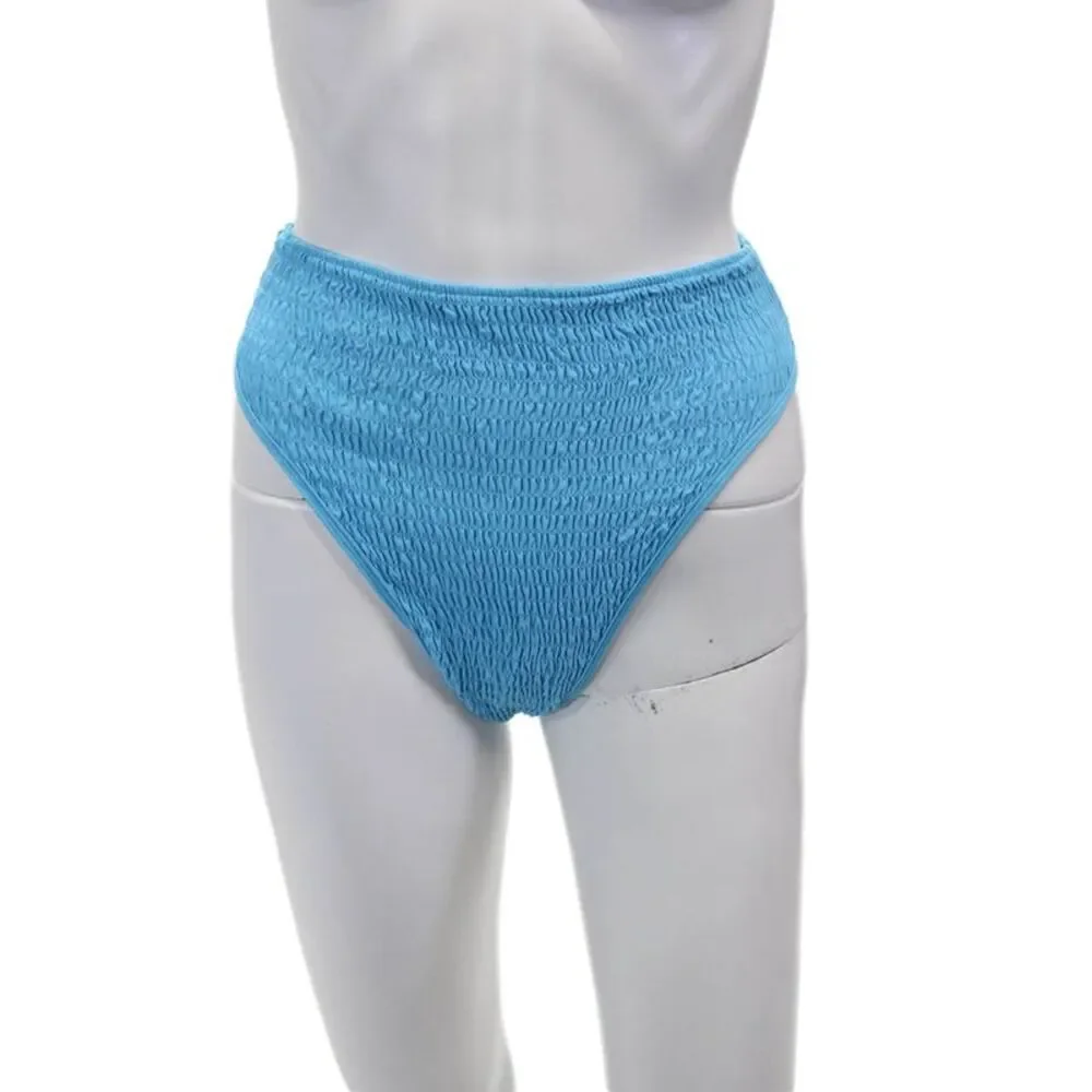 L Space Womens Bralette Bottom Bitsy Cheeky High Waisted Bottom Blue Size S